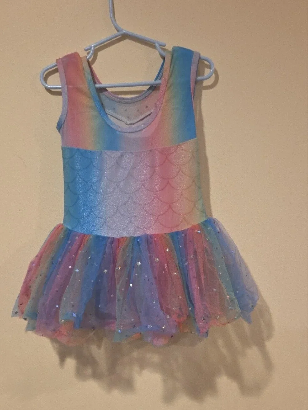 Rainbow Pastel Mermaid Tutu Dress for Kids - Pink Blue Multicolor